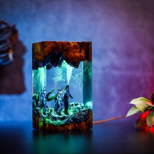 G.ODZ.ILLA Monster Night light Atomic Breath Resin Lamp God.zilla figure Terrarium Personalized Night Light Bedroom lamp diorama resin epoxy image 6