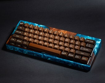 Estuche de resina de madera azul para teclados mecánicos, estuche de resina azul 60% para teclados, reposamuñecas de resina para diseño 60, regalo de graduación para hijo