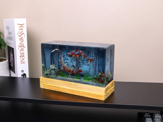 Shark Vs Kraken Fight Diorama Megalodon Hunting Ocean Theme Epoxy