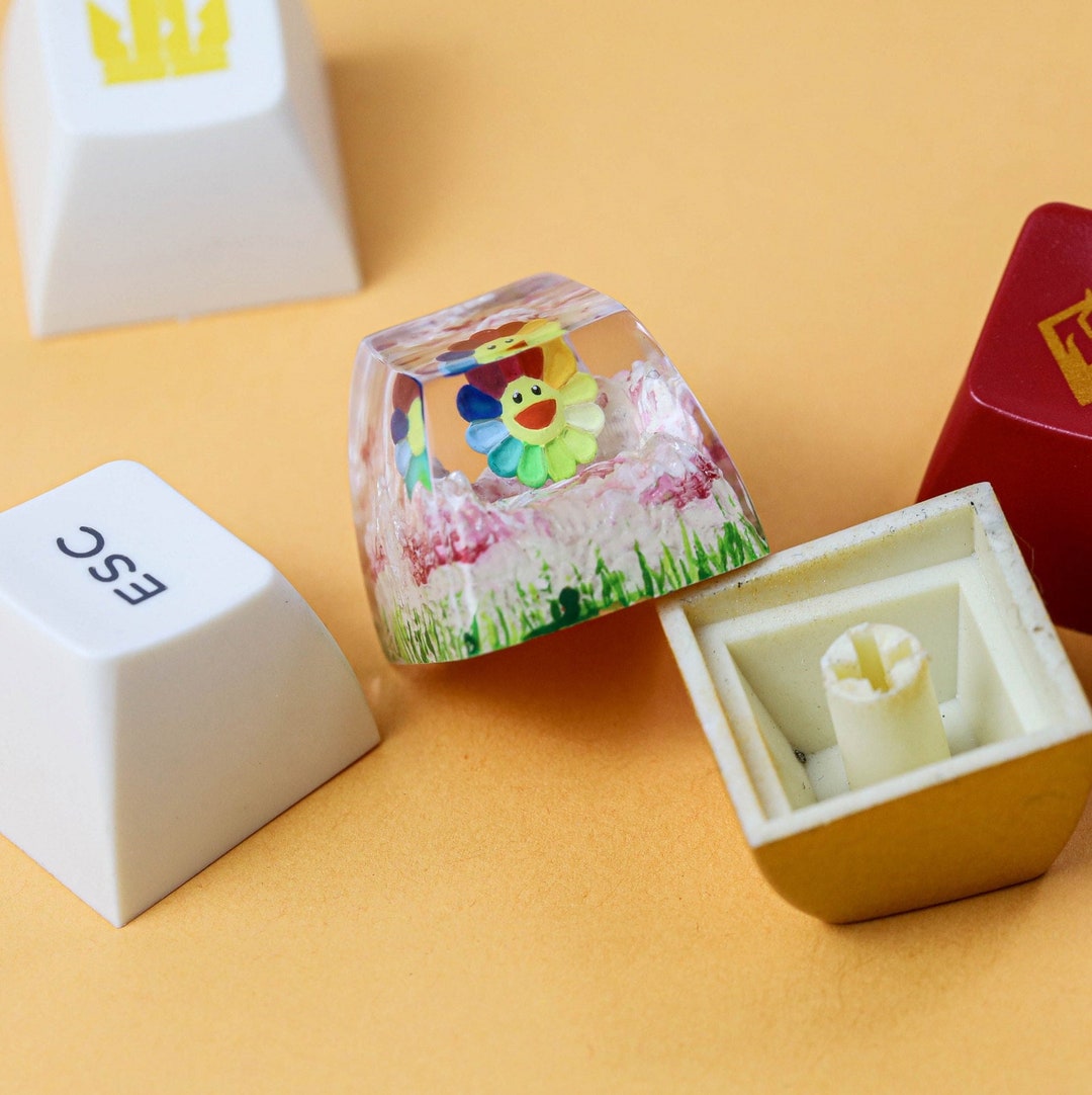 Japanese Sun Flower Keycap, Flower Artisan Keycap, Custom Escape Keycap ...