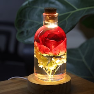 Real Rose Flower Night Light, Flower Epoxy Resin Night light Unique Gifts For Women Who Has Everything Engagement Gifts For Couple Unique