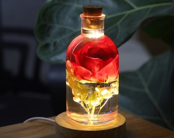 Real Rose Flower Night Light, Flower Epoxy Resin Night light Unique Gifts For Women Who Has Everything Engagement Gifts For Couple Unique