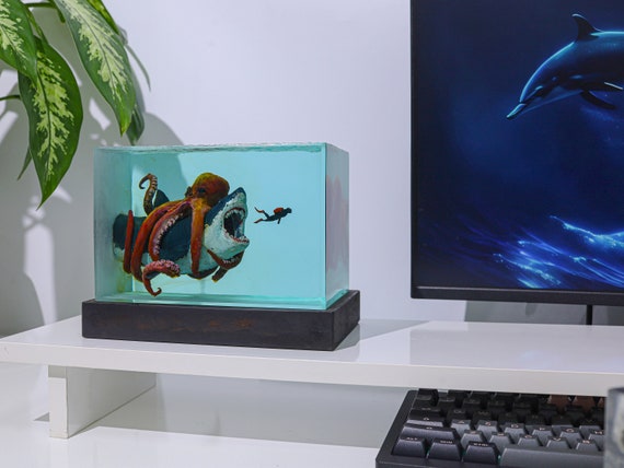 Diorama Zombie Spinosaurus and Couple Divers Night Light Lamp