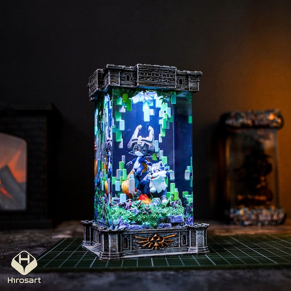 【中古】ZENJIN MITO TO WELTRAUM BOX、ペンライトセット Zel.da Midna and Wolf Link Epoxy Resin Lamp, Handmade Twilight