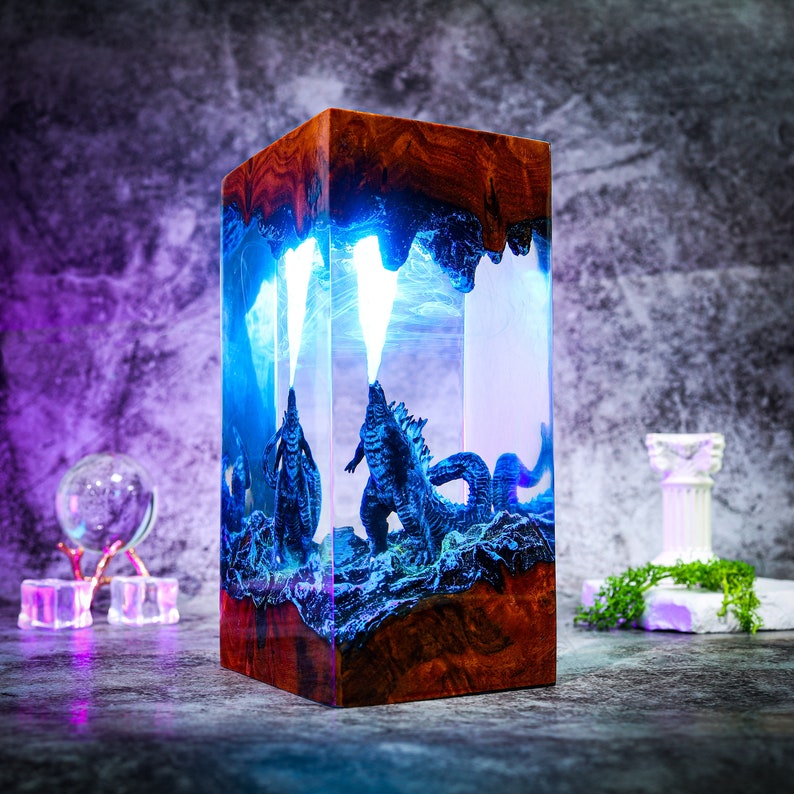 G.ODZ.ILLA Monster Night light Atomic Breath Resin Lamp God.zilla figure Terrarium Personalized Night Light Bedroom lamp diorama resin epoxy image 2