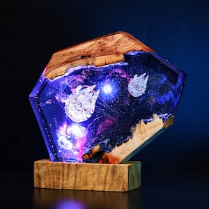 M!LLENNIUM FALC0N lamp Night Light, Custom galaxy lamp, Gravity in Space lamp Moon night light, Back to shool gifts