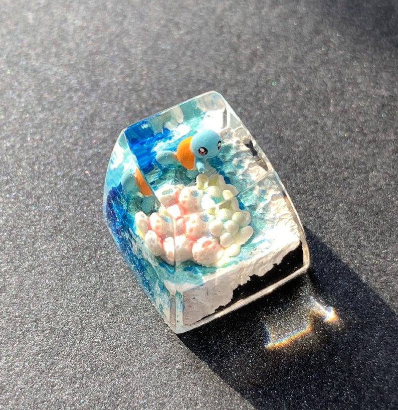 Custom pokemon resin keycap Handmade Pokemon artisan keycaps Gift for him Squirtle resin keycap ECS R1 Pokemon Keycap