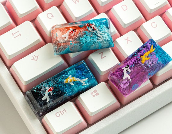 Custom Shift Koi Resin Keycap, Custom Backspace Artisan