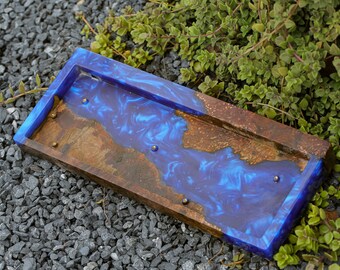 Blue Wood Resin Case for Mechanical keyboards, Blue Resin Case 60% For Keyboards, Resin Wrist Rest for Layout 60, Graduation Gift For Son