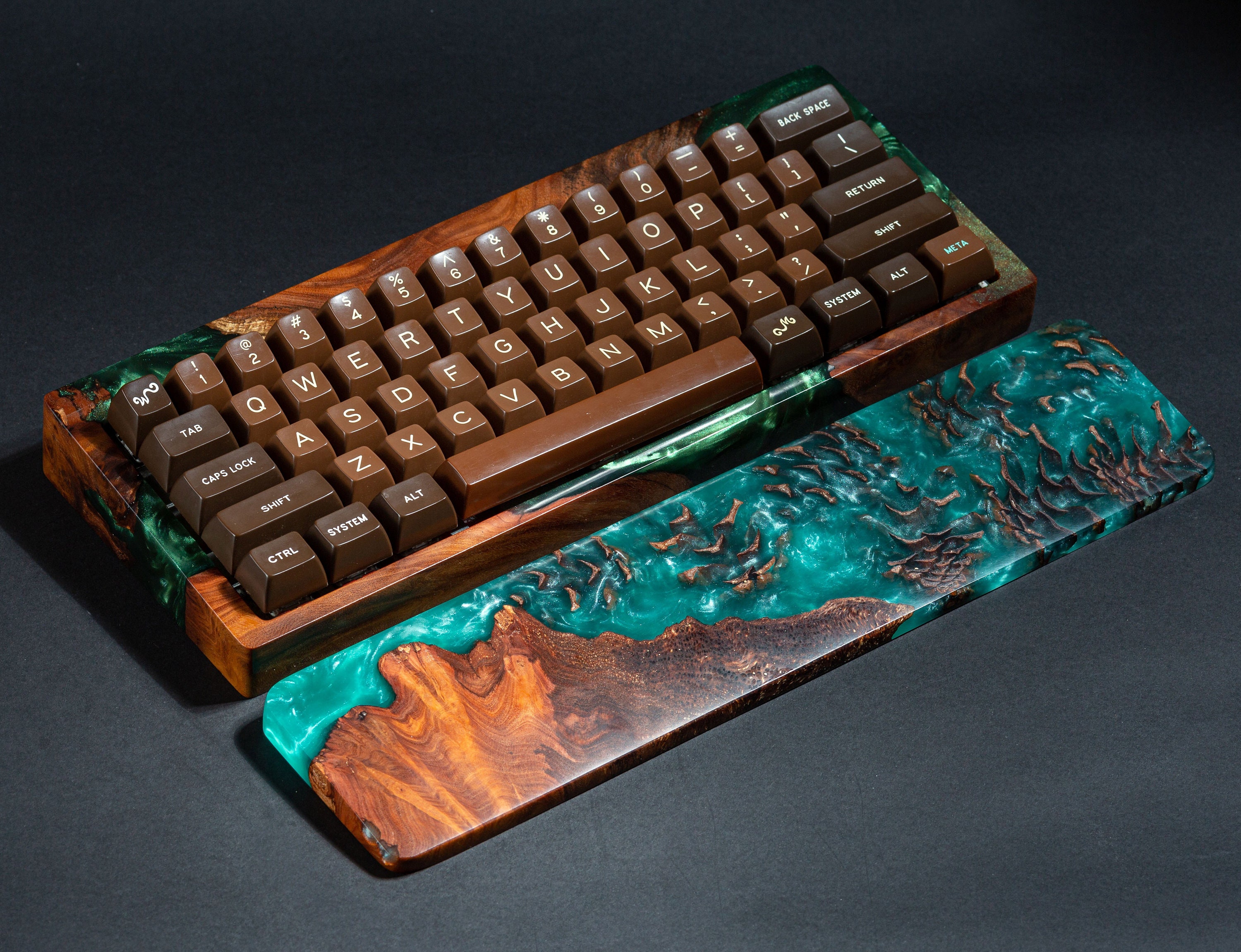 Green Wood and Resin Case for Mechanical keyboards Custom Etsy
