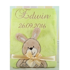BotoBaby - Baby blanket embroidered with name and date of birth - 75 x 100 cm - personalized GIFT Baptism - 802012 - GREEN - HASE