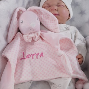 Cuddly blanket embroidered with name comforter cuddly towel ROSA-HASE 400248 image 5