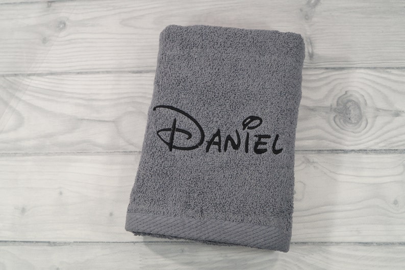 Shower towel embroidered with name 70 x 140 cm gray 500g/m2 GIFT personalized CHRISTMAS baptism birthday 140231 image 2