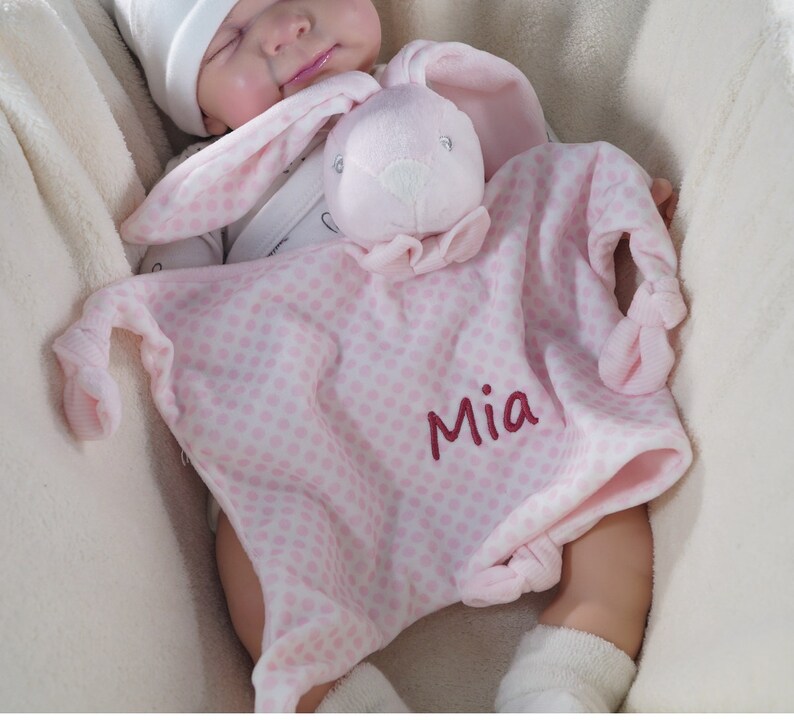 Cuddly blanket embroidered with name comforter cuddly towel ROSA-HASE 400248 image 2