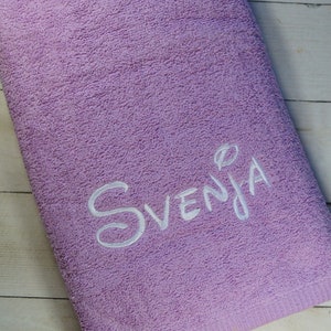 Towel embroidered with name - 50 x 10 cm - purple - 500g/m2 - super thick !!! - GIFT personalized CHRISTMAS birthday ( 500112 )