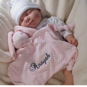 Cuddly blanket embroidered with name comforter cuddly towel ROSA-HASE 400248 image 3