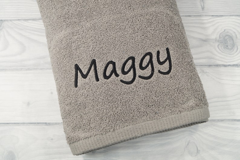 Shower towel embroidered with name 70 x 140 cm gray 500g/m2 GIFT personalized CHRISTMAS baptism birthday 140231 image 4