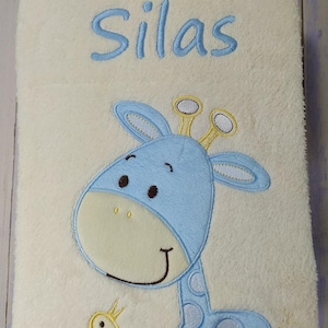 BotoBaby - Baby blanket embroidered with name and date of birth - 75 x 100 cm - personalized GIFT Baptism - 802024 - Ecru - Giraffe