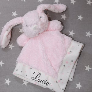 Cuddly cloth embroidered with name - Cuddly cloth - Cuddly cloth - PINK RABBIT ( 400258 )