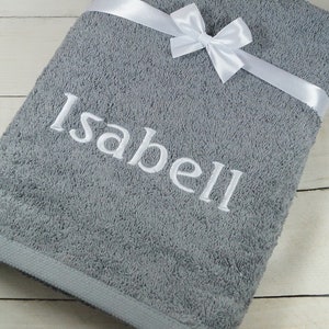 Shower towel embroidered with name 70 x 140 cm gray 500g/m2 GIFT personalized CHRISTMAS baptism birthday 140231 image 1