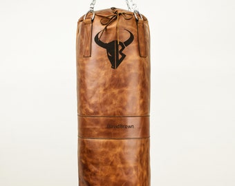Bolsa de boxeo de cuero personalizada (saco de boxeo con cadena, sin relleno)