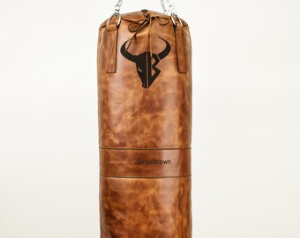 Personalized Leather Boxing Bag punch Bag With Chain Unstuffed Etsy