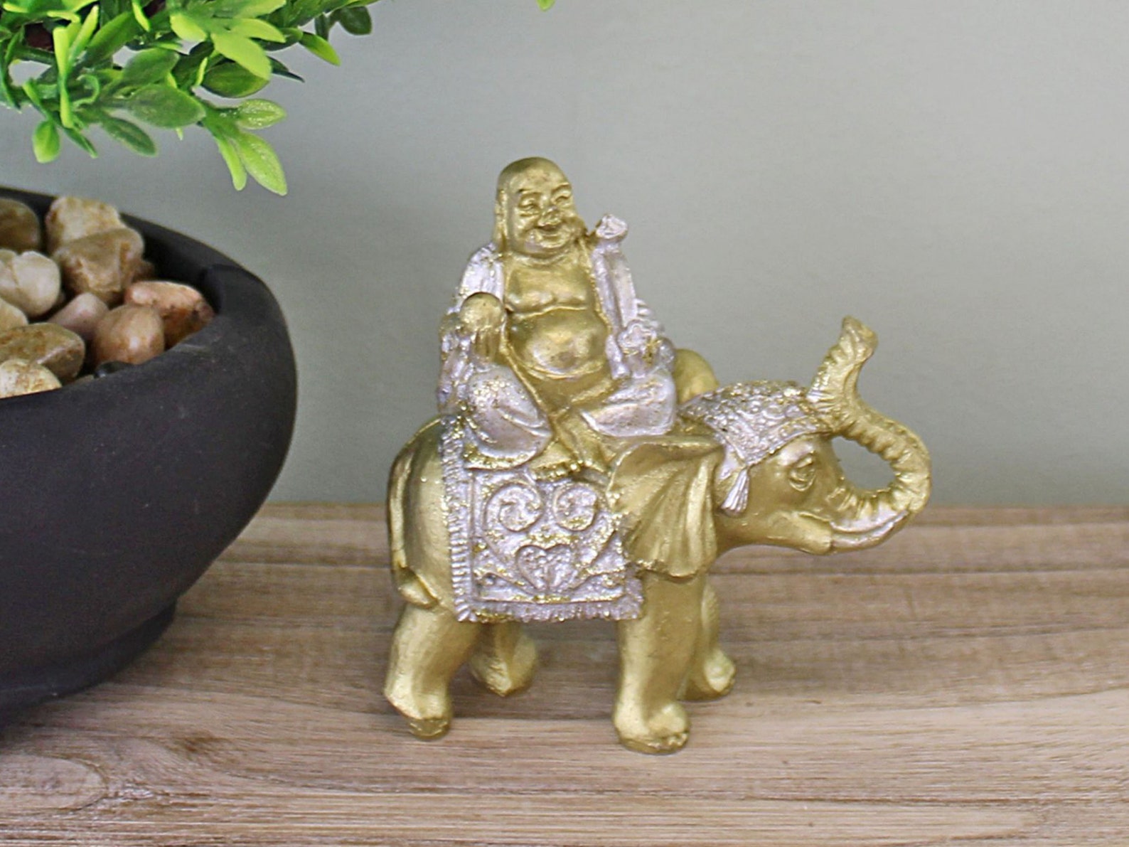 Golden Buddha & Elephant Ornament Jewelled Buddha on | Etsy