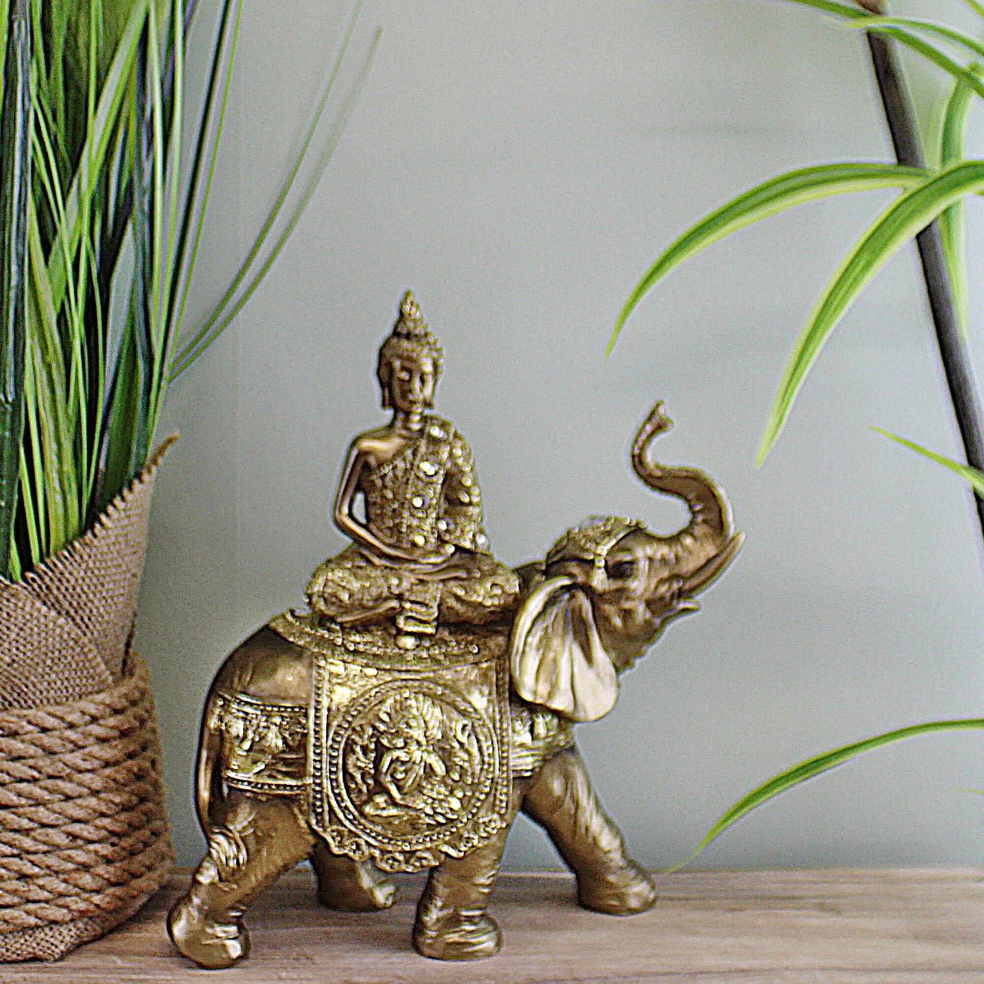 Golden Buddha & Elephant Ornament Jewelled Buddha on Etsy