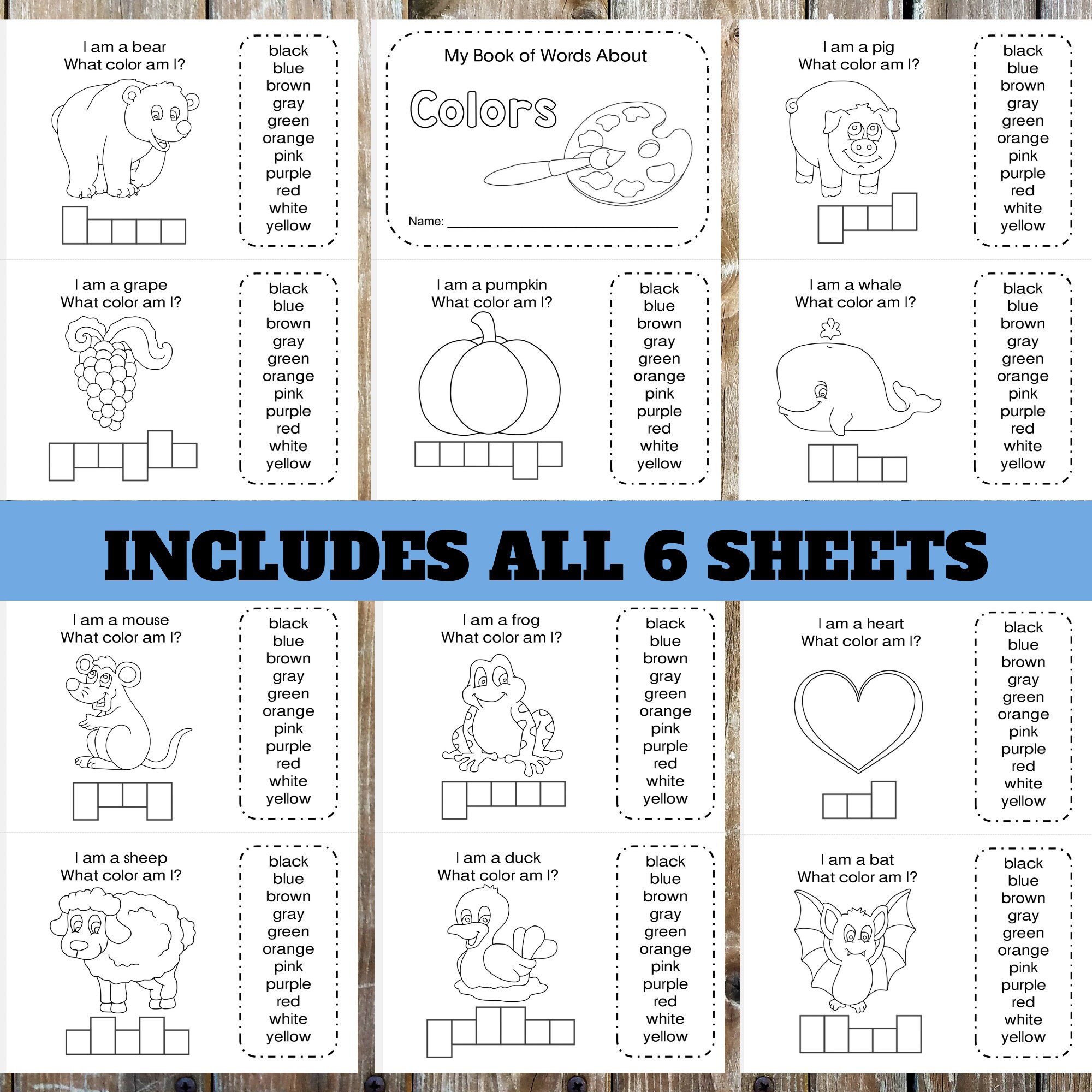 book of colors coloring sheets kids colors worksheet kids etsy australia