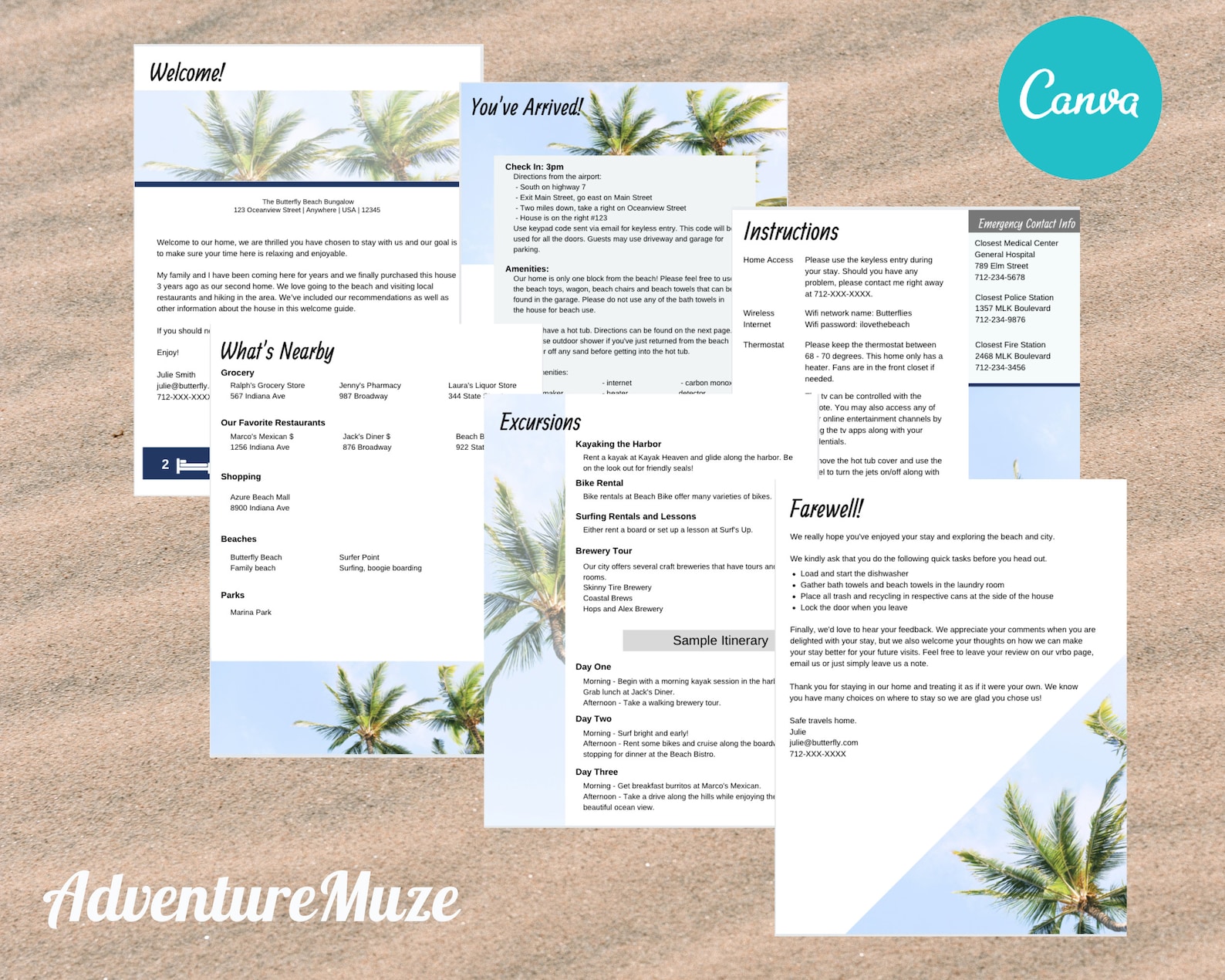 Vacation Rental Guide Template Customizable Canva Etsy