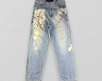 Vintage Karl Kani Bemalte Jeans Karl Kani Baggy Jeans Streetwear Jeans Jeans mit weitem Bein Baggy Hose Vintage Japanische Marke Harajuku Denim