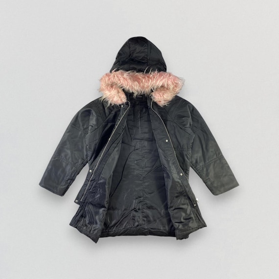 Vintage Japanese Brand Jacket Faux Fur Hooded Jacket Puffer Jacket