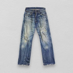 Vintage Levis 501 Redline Jeans Dirty Dark Wash Levi&#39;s Selvedge Denim Distressed Denim W29