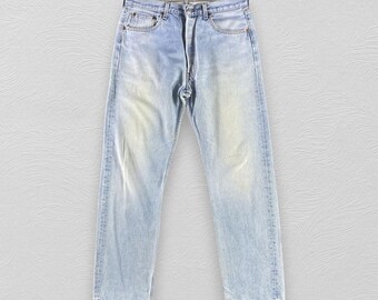 Vintage 90s Levis 501 Jeans Levi’s Rusty Blue Jeans Light Wash Denim High Waist Jeans Size 32x31