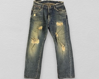 Vintage Edwin 505 Selvedge Jeans Edwin Redline Denim Rusty Wash High Waist Jeans Distressed Denim Size 31