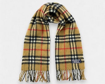 Vintage Burberrys Pure Cashmere Scarf, Luxury Nova Check Plaid