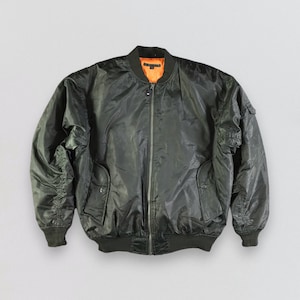 Vintage Japanese Brand Jacket MA-1 Jacket Bomber Jacket Flight Jacket Army Jacket Black Jacket Size L