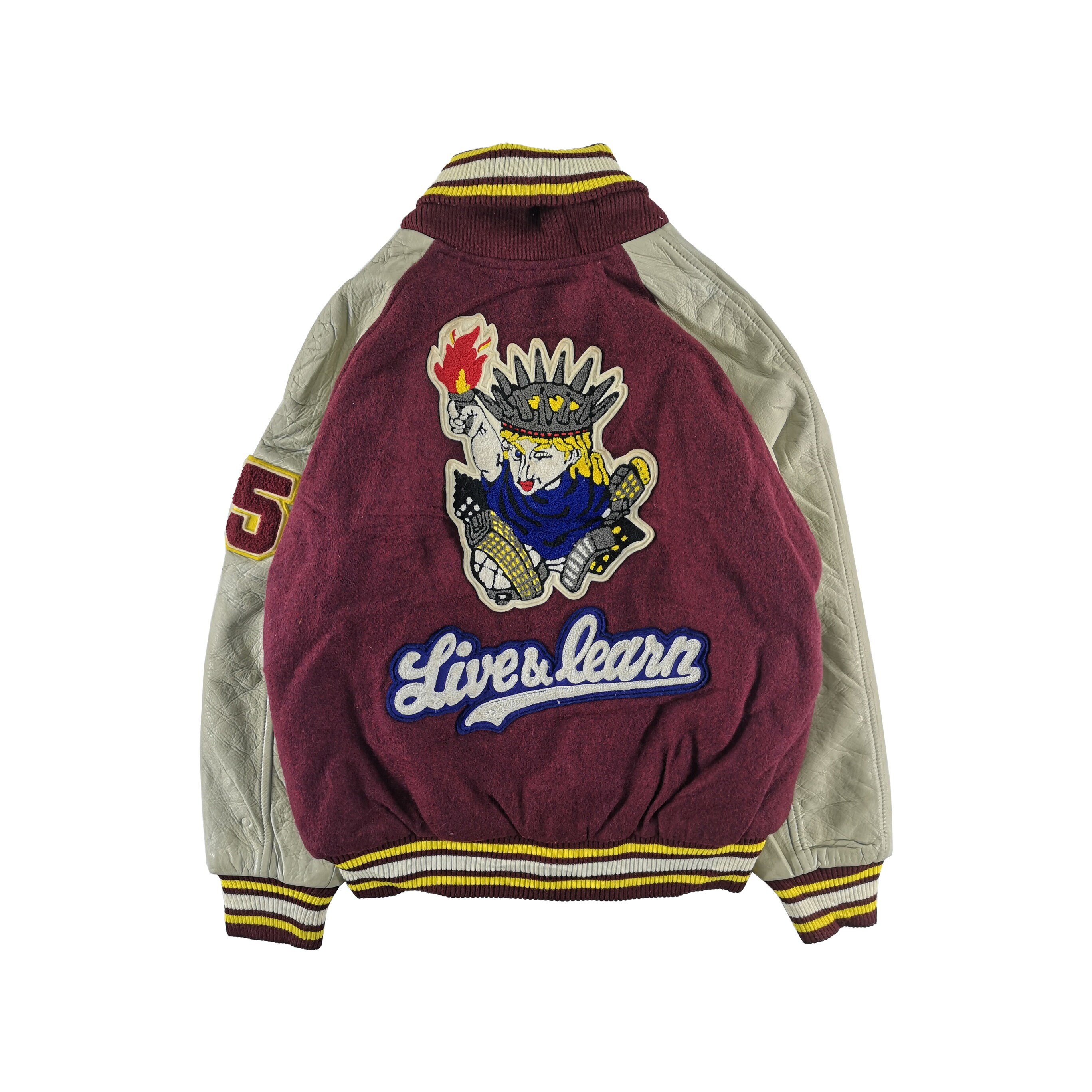 Vintage 90s Varsity Jacket Letterman Wool Size M Leather Etsy UK