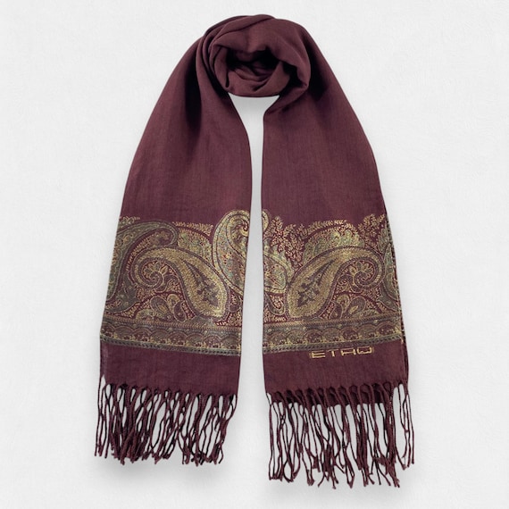 Écharpe ETRO Vintage 50% Cachemire, 50% Laine - Dimensions 53x200 Cm - Occasion