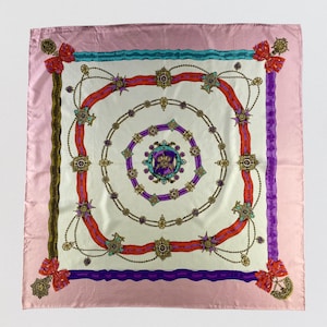 Vintage Lancel Silk Scarf, Twill Silk Scarf, Vintage Silk Muffler, Vintage Neck Scarf, Vintage Neck Accessories, Vintage Italian Silk Scarf