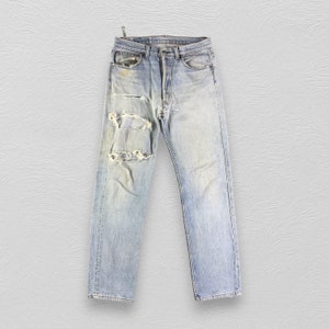 Size 33x31 Vintage Levi&#39;s 501 Faded Blue Jeans Light Wash Levi&#39;s Straight Cut Jeans Levi&#39;s 501 Button Fly Denim Levi&#39;s Usa Jeans