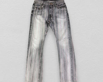 Vintage Edwin Selvedge Jeans Faded Black Jeans High Waist Jeans Hickory Jeans Distressed Denim Size 31x33
