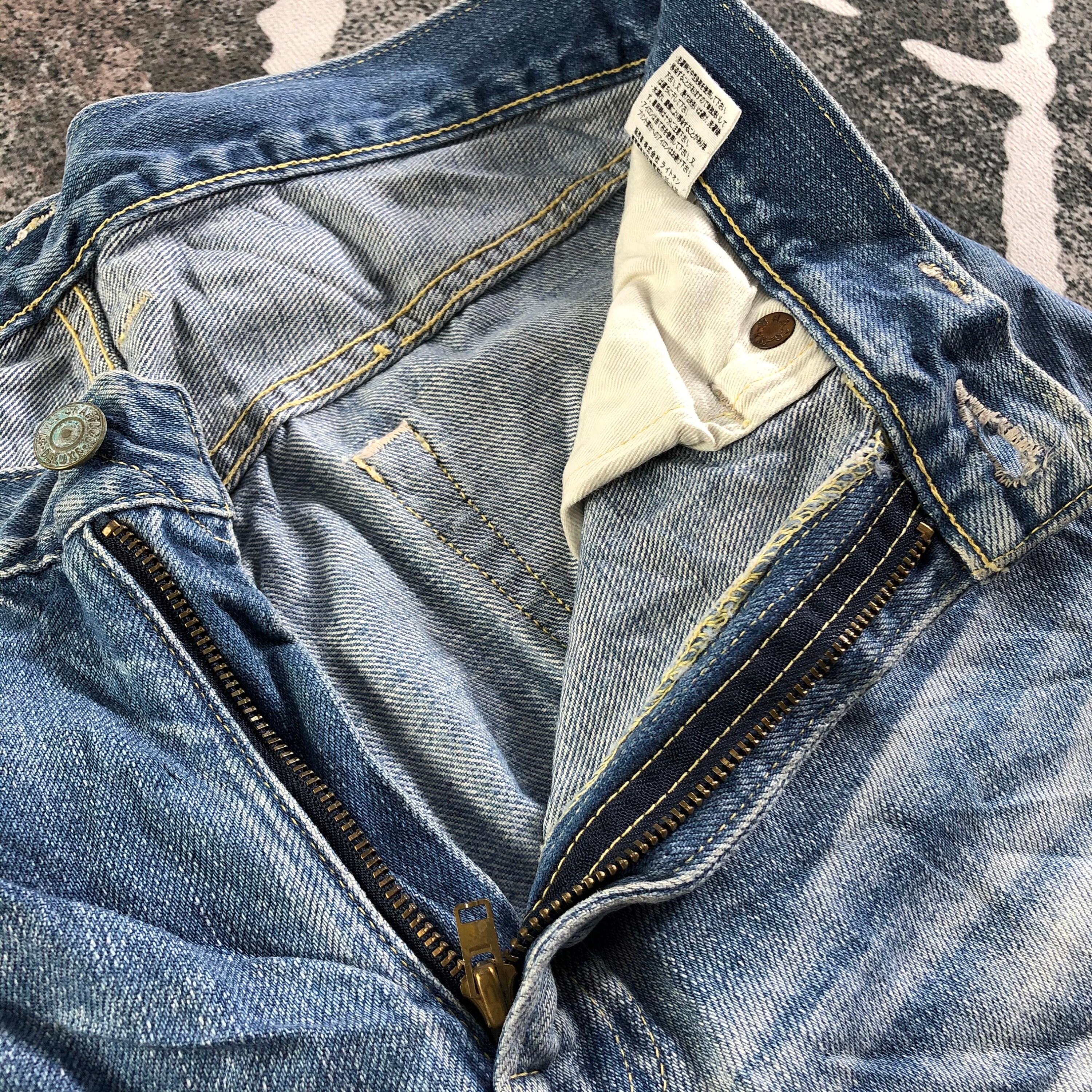 EVISU ✕ WAREHOUSE／Lot0110／W36✕L32／裾上げ未処理 Size 31x29 Vintage Evisu X Warehouse Seagul Jeans Evisu Distressed