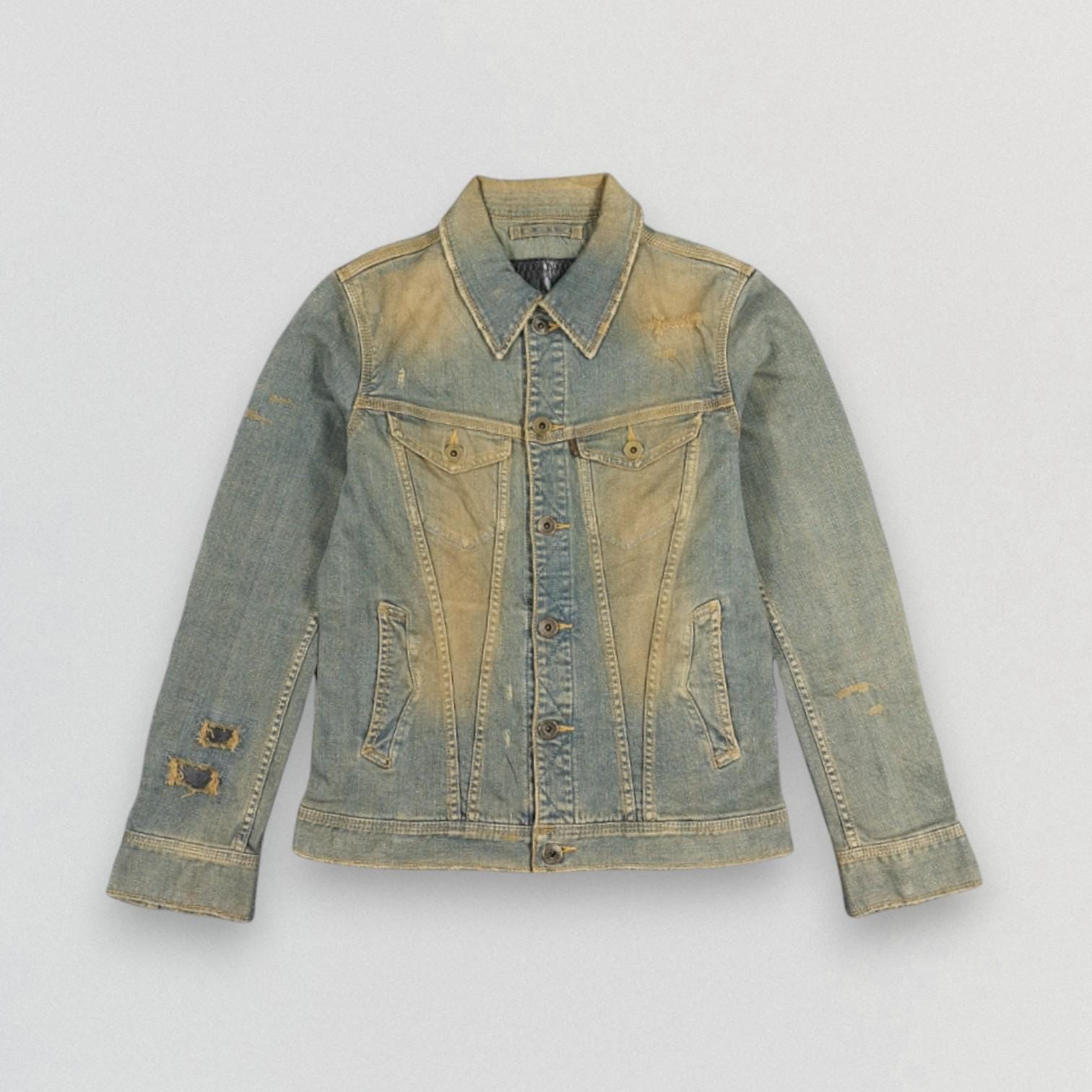 ジャケット・アウター 00s goa damage denim jacket distressing Vintage GOA Distressed Denim Jacket Dirty Wash Grunge Streetwear