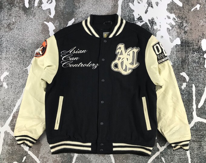ACC Varsity Jacket Letterman Jacket Vintage Leather Jacket Japanese ...