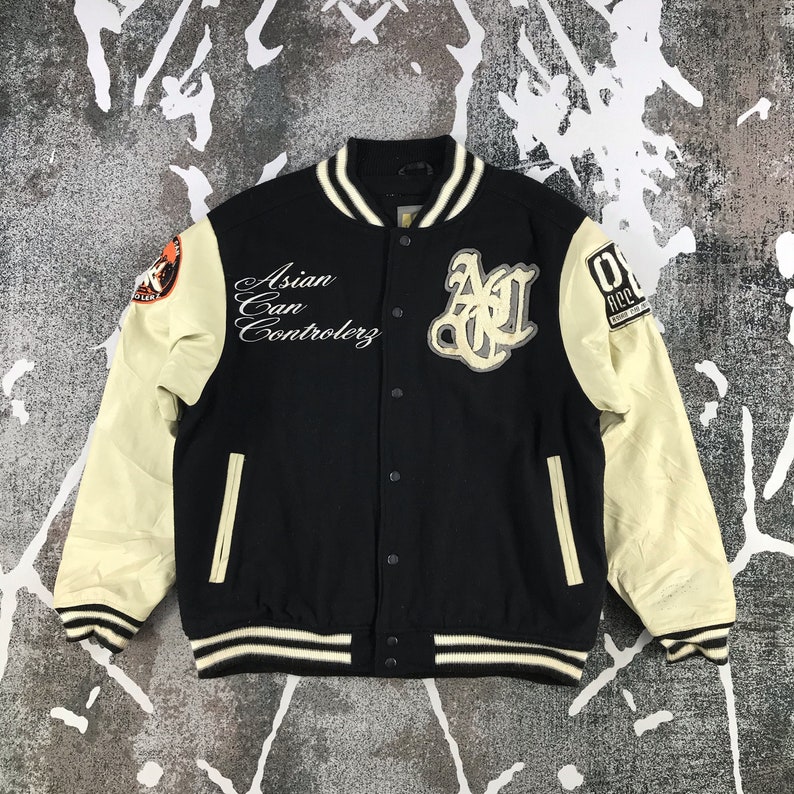 ACC Varsity Jacket Letterman Jacket Vintage Leather Jacket | Etsy