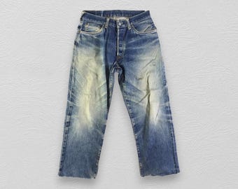 Jeans vintage Olos Overals Labor, marca giapponese Redline Denim, lavaggio ruggine, jeans Olos Overals Labor in denim selvedge, taglia 32