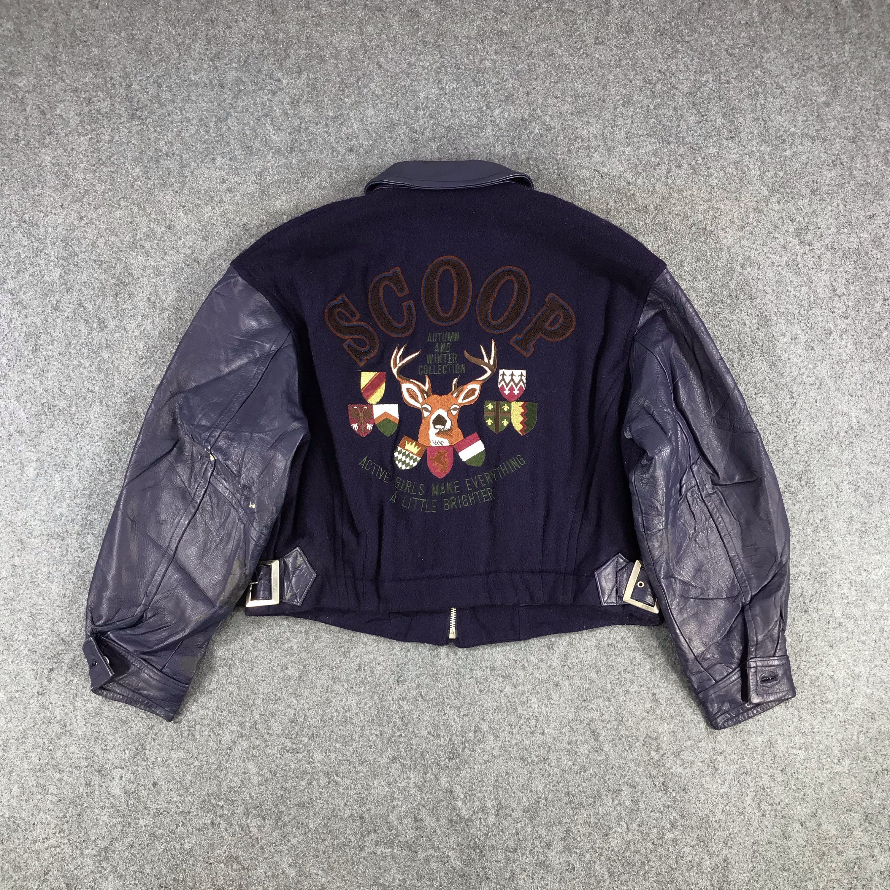 Vintage Scoop Varsity Jacket Letterman Jacket Leather Jacket High School Jacket Medium Size