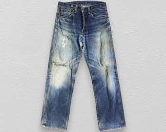 Levi’s 90s 702XX good fade BIGe denim Vintage 90'S LEVIS 702 XX Selvedge Redline Ripped Jeans