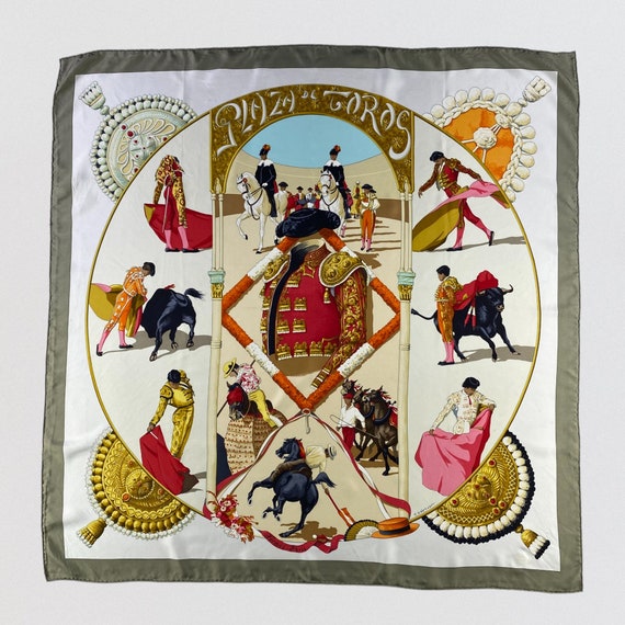 Foulard Hermès Harnais Des Présidents En Soie 100% - Vintage, Occasion En Bon état